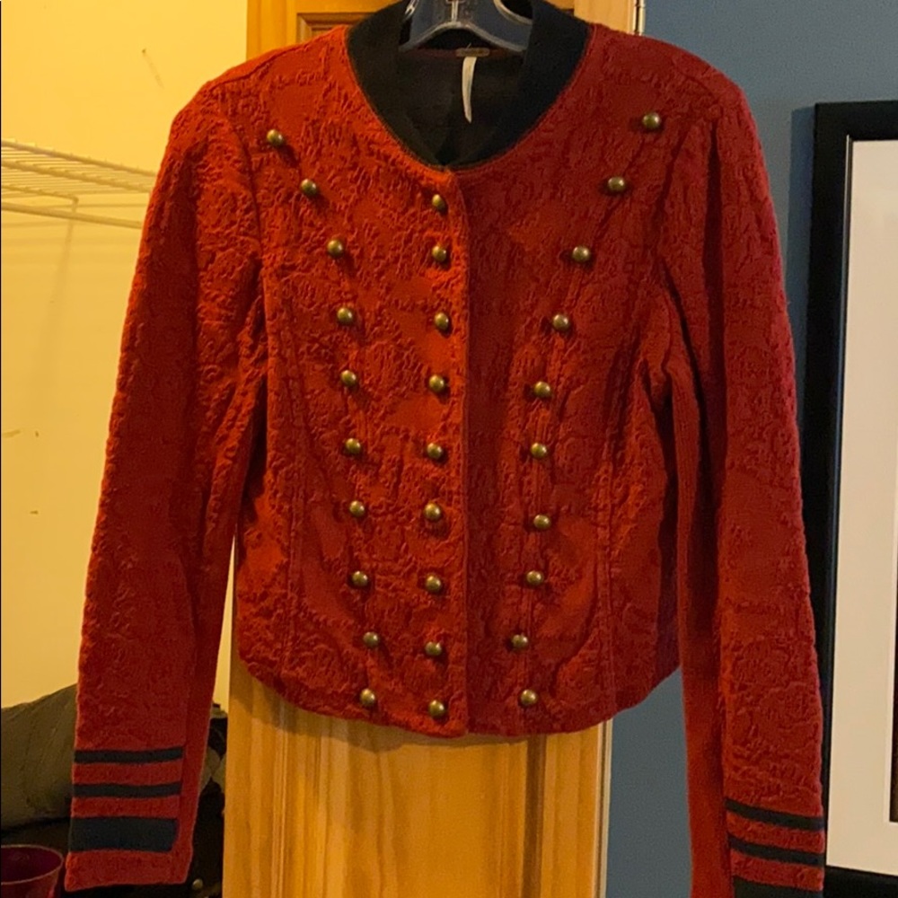 Military inspired Brick Red Thick cotton blazer